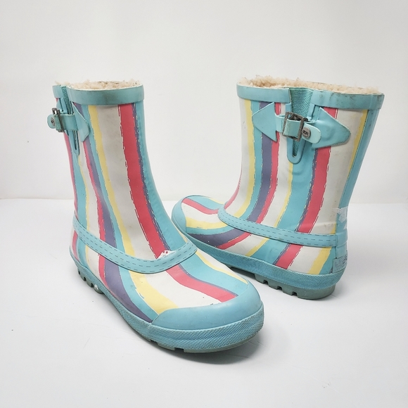UGG Shoes - Ugg Fur Lined Striped Rain Boots Size 6